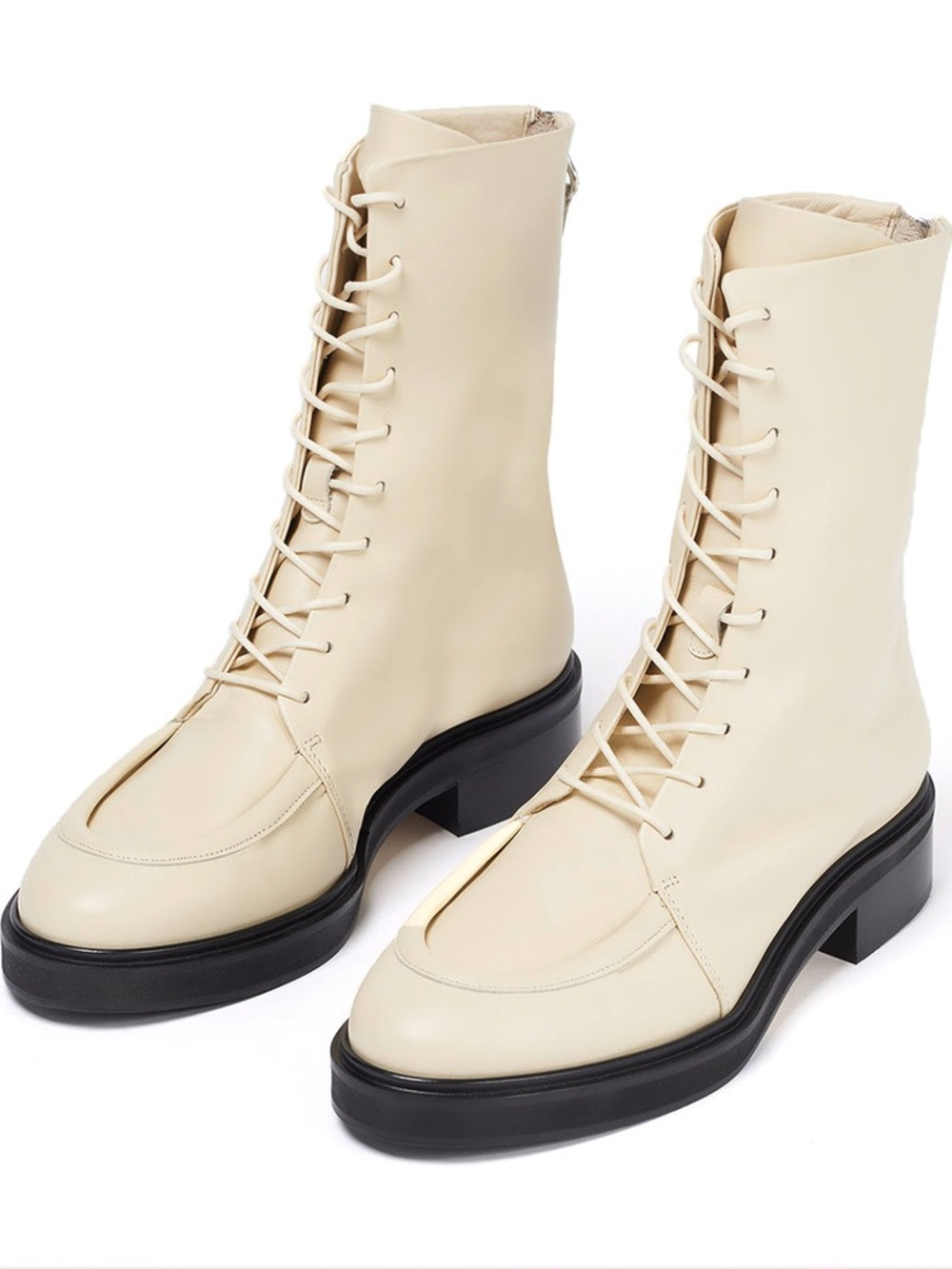 Aeyde Max Combat Boot. Cream Leather Lace-Up in Women's EU40 (aka a US9) - NIB. - Picture 5 of 8